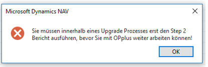 Fehlermeldung im Upgrade Prozess