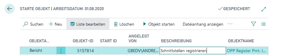 Aufruf Schnittstelle registrieren