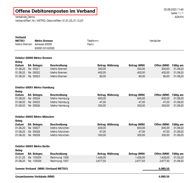 Verband Offene Posten Ansicht