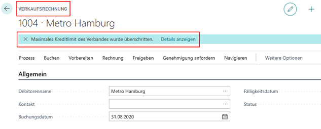 Überschreitung Kreditlimit