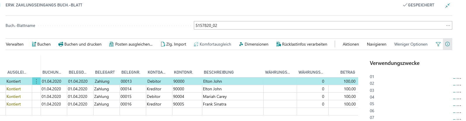 Zahlungseingänge