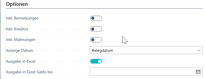 Aufruf Offene Posten Excel Ausgabe