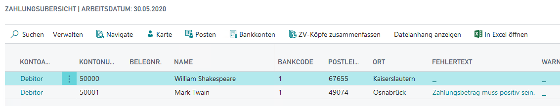 Zahlungsübersicht