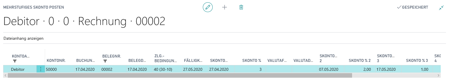 Mehrstufige Skontoposten