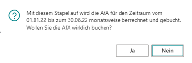 AfA stapelbuchen Abfrage