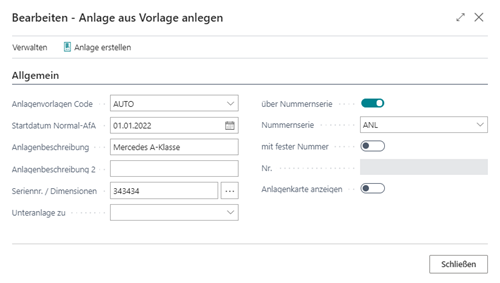 Anlagenvorlage Bearbeiten