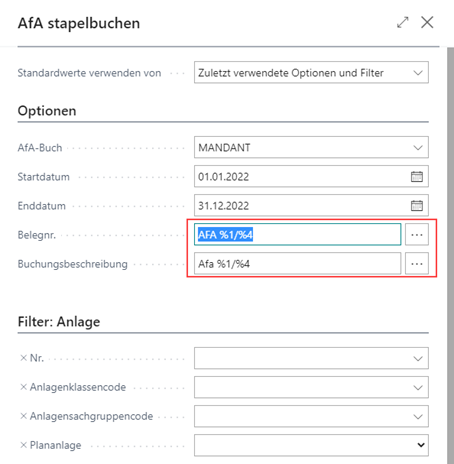 Bericht AfA stapelbuchen