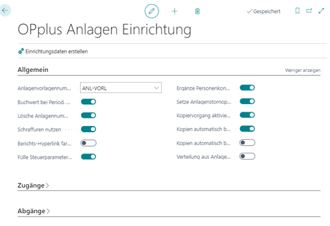 Einrichtung - Register Allgemein