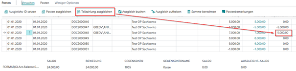 Ausgleichs-ID ebenfalls gefüllt