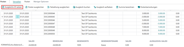 Ausgleichs-ID setzen