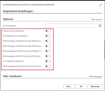 Optionen im Automatischen Ausgleich