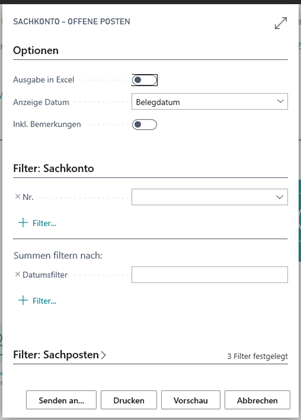 Sachkonto Offene Posten Bericht