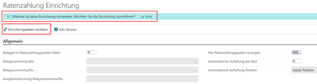 Ratenzahlung - Einrichtungsdaten Erstellen