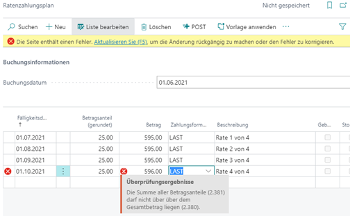 Überschreitung Betrag