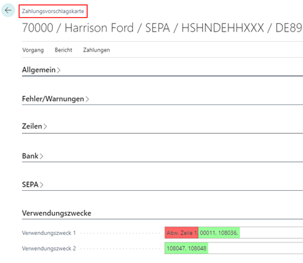 Abw. Verwendungszweckzeile Verküpfung ZV-Kopf