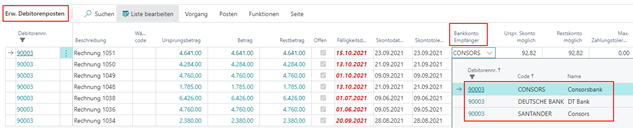 Bankkonto Empfänger in Posten