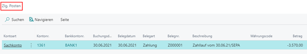 Zahlungsposten Übersicht