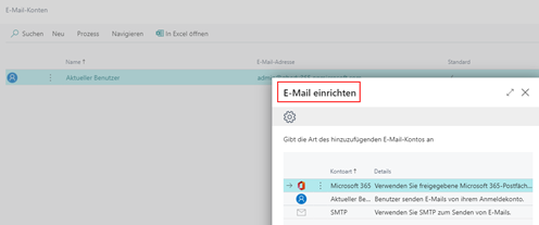 Einrichtung E-Mail