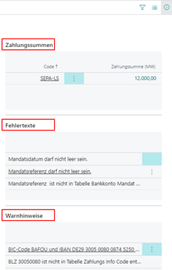 Factboxes Zahlungsvorschlag