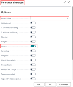 Feiertage Eintragen