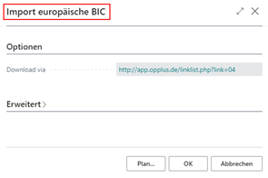 Import BIC Codes