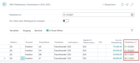 Unterschiedliche Meldedaten