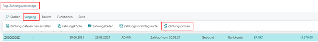 Zahlungsposten Aufruf