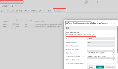 Zahlungsschema Auftraggeberbank Assistent