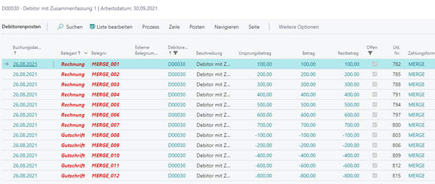 Posten für Debitoren