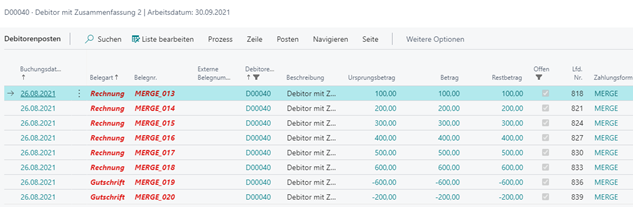 Posten für Debitoren