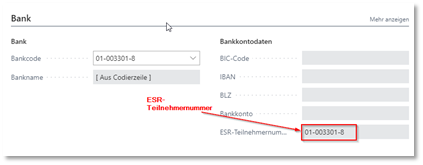 ESR Teilnehmernummer in ZV Kopf