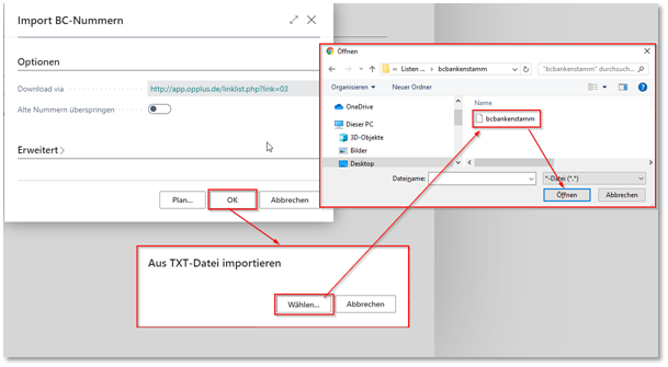 Import BC Nummern