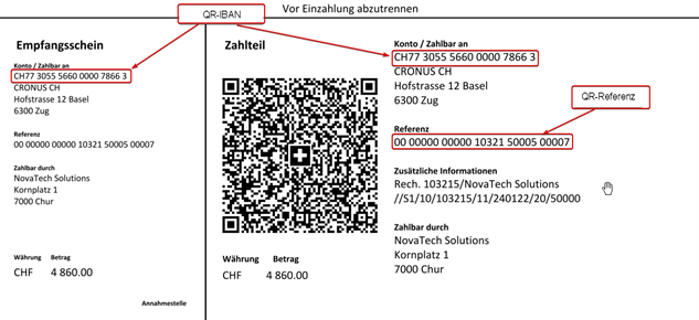 QR IBAN in QR Druck