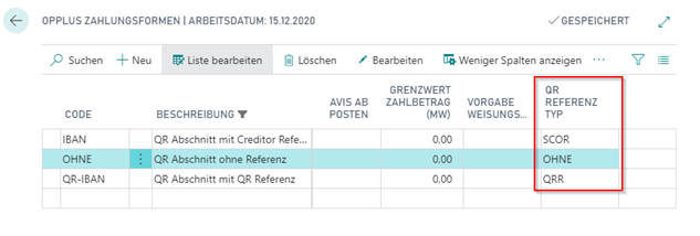 QR Referenz in Zahlungsform