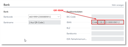 QR IBAN in ZV Kopf