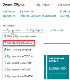 Alle Zlg. Importjournale Rollencenter