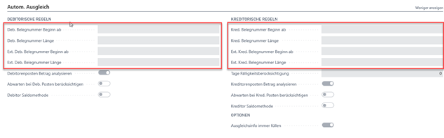 Beispielszenarien Belegnummer Beginn ab/Länge