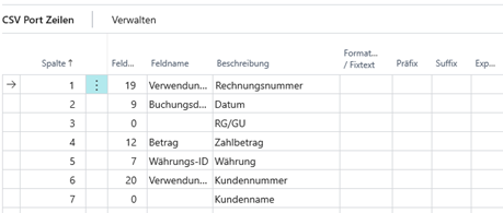 Bearbeitung Zeile für Zeile