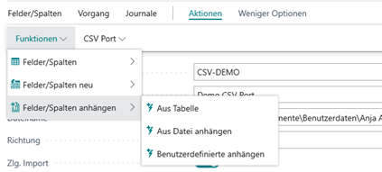 Menü Aktion -> Funktionen -> Felder / Spalten Anhängen