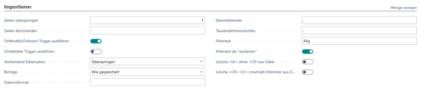 CSV Port Karte Register Importieren