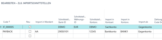 Schnittstellenübersicht aus CSV Port