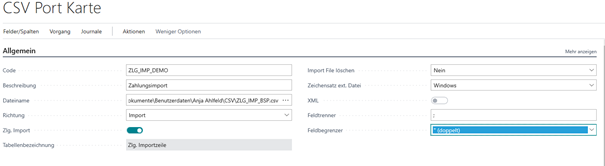 CSV Port Zeichensatz