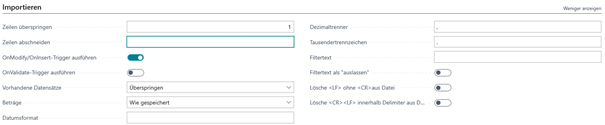 CSV Port Zeilen abschneiden