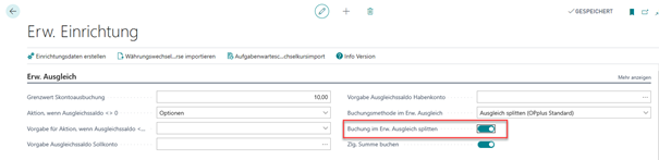 Buchung im erw. Ausgleich splitten