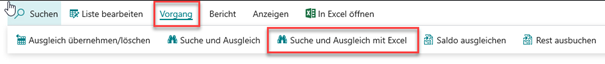 Suche und Ausgleich von Excel