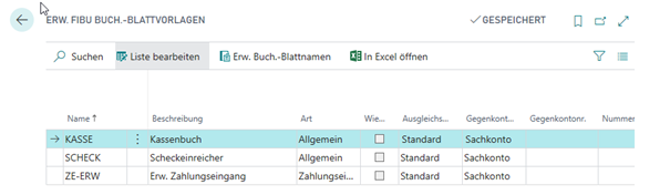 Erw. Fibu Buch.-Blattvorlagen Übersicht