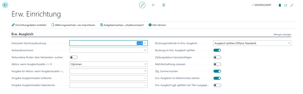 Erw. Einrichtung Register Erw. Ausgleich