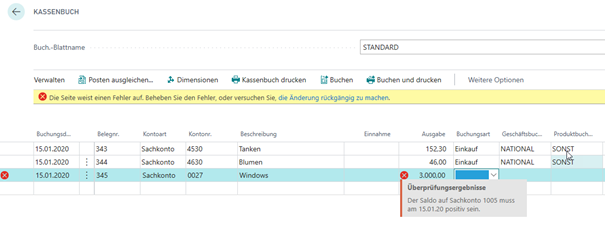 Kassenbuch Saldoprüfung