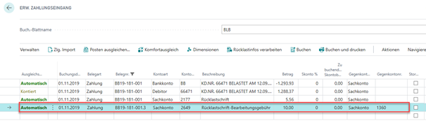 Zus. Gegenkonto nach Import