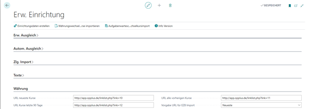 Register Währung (Erw. Einrichtung)